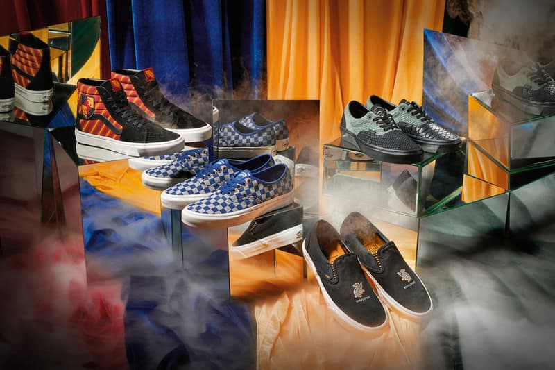 Harry Potter x Vans Sneaker Collaboration Revealed entire slip on sk8 hi authentic era Gryffindor hufflepuff ravenclaw slytherin colorways release date info buy drop Hogwarts School of Witchcraft and Wizardry official