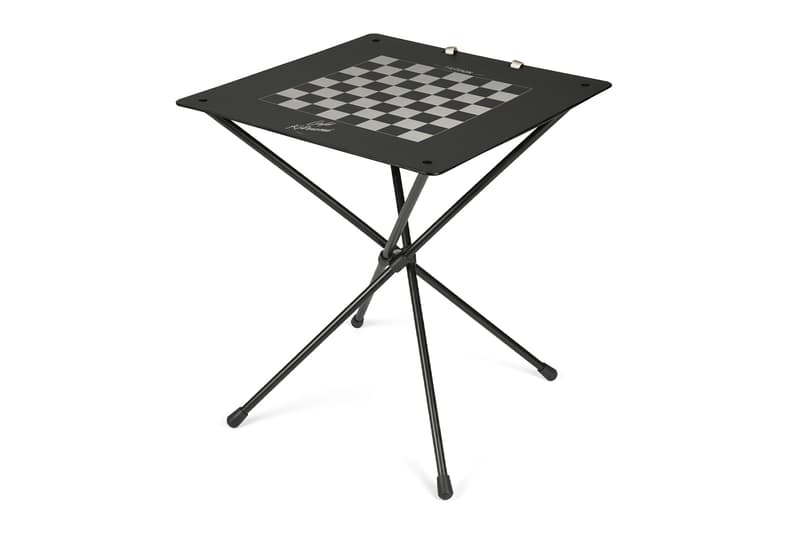 Helinox Cafe maison kitsune collaboration limited edition orange cafe chair table reversible graphic chess checkers release info date price