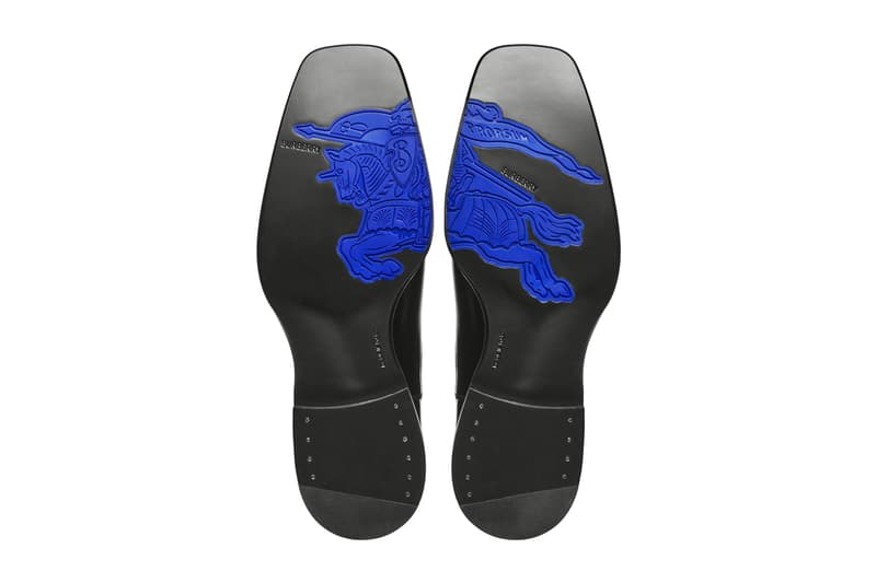 Daniel Lee Burberry Fall Winter 2023 FW23 Blue Sole Formal Shoes Equestrian Knight Logo