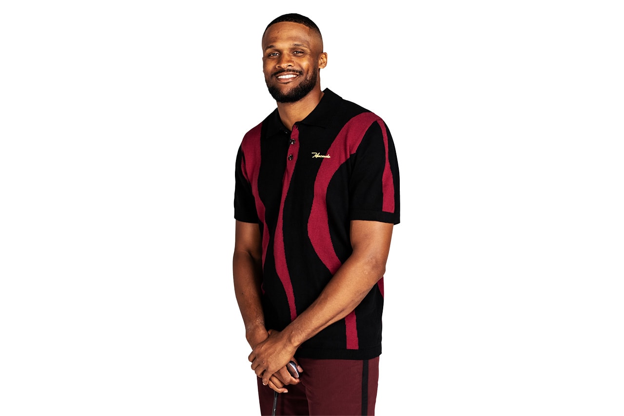 Macade Tap Brice Butler For Limited Edition Capsule hoodie bucket hat cargo pants knit shirt polo black white red gold