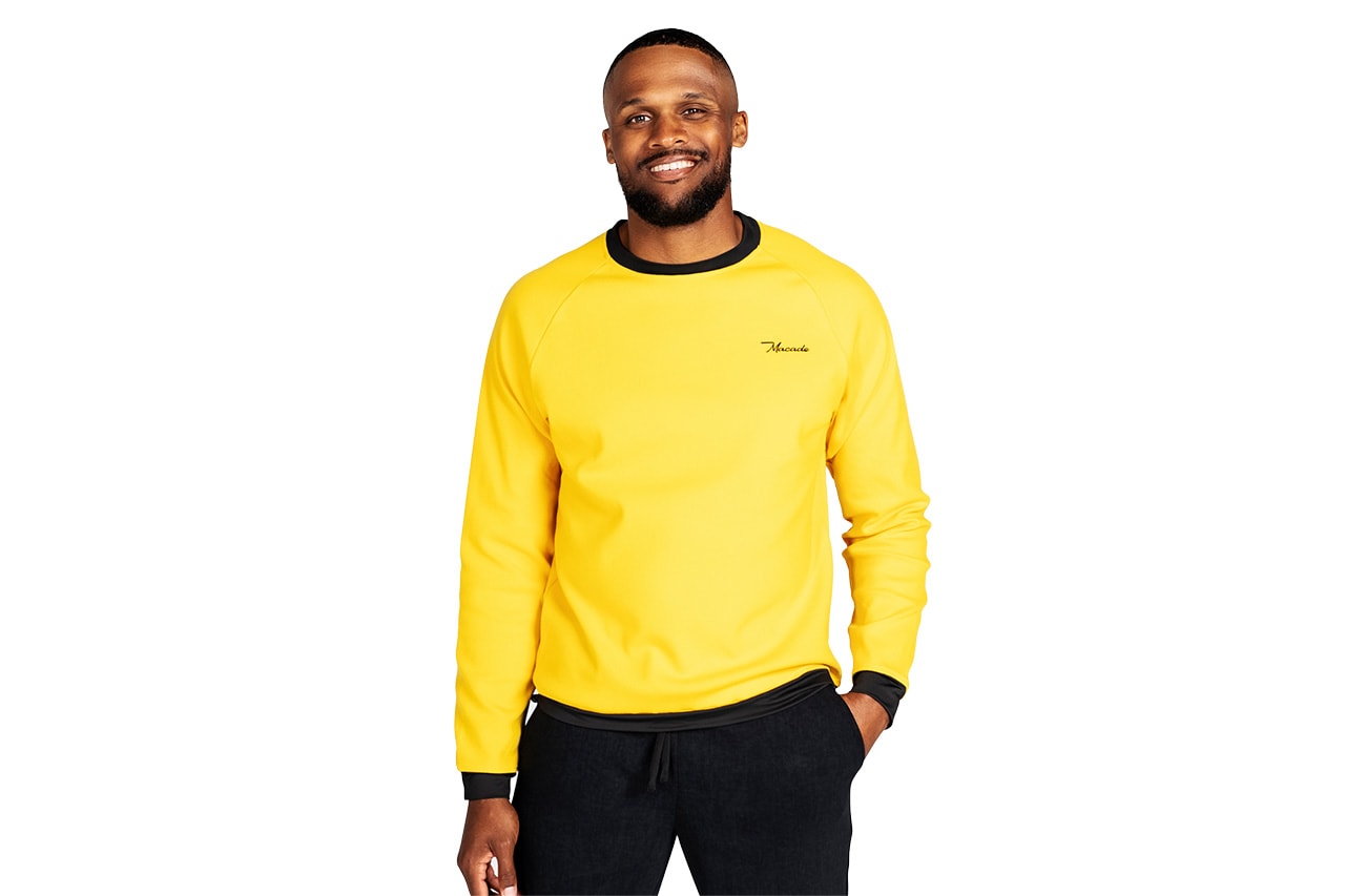 Macade Tap Brice Butler For Limited Edition Capsule hoodie bucket hat cargo pants knit shirt polo black white red gold