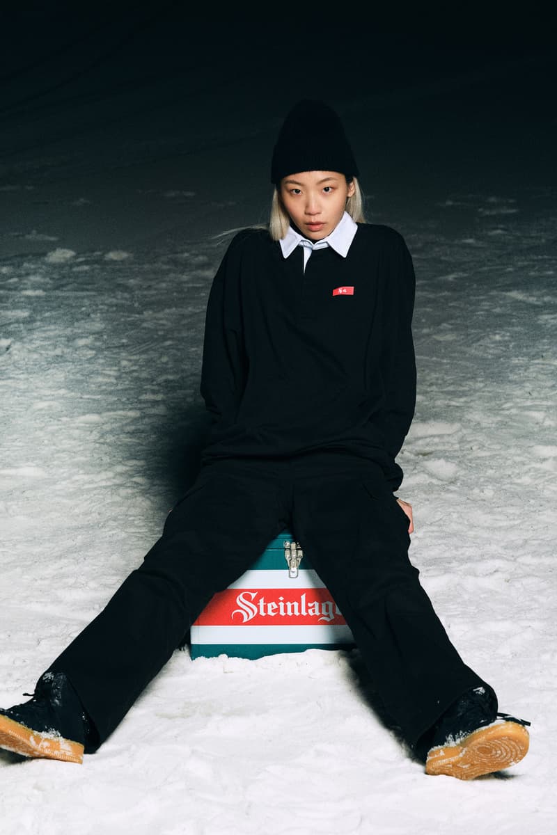 Steinlager Huffer Winter Collaboration Collection jacket beanie t-shirt long sleeve blue red black