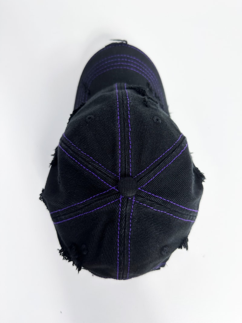 YOUTH OF PARIS x Notch Gear Collaborative Baseball Cap black purple green grunge distressed hat