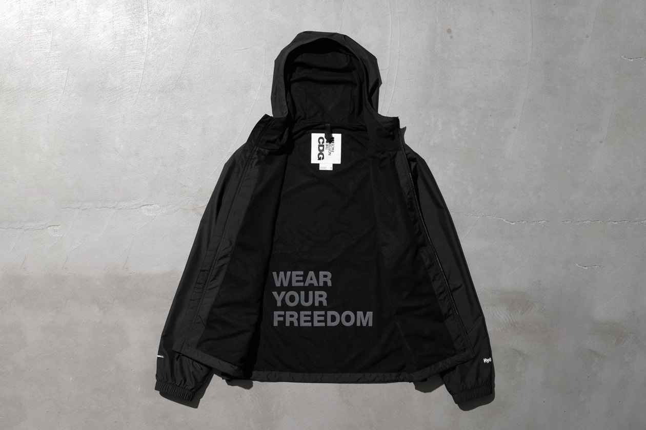 CDG x The North Face Deliver Functional and Freeing Outerwear Collab comme des garcons tnf hoodie jacket vest winter hat accessories play exploration great outdoors wear your freedom Nuptse Vest, Denali Fleece Jacket, and Hydrenaline Jacket and Pant