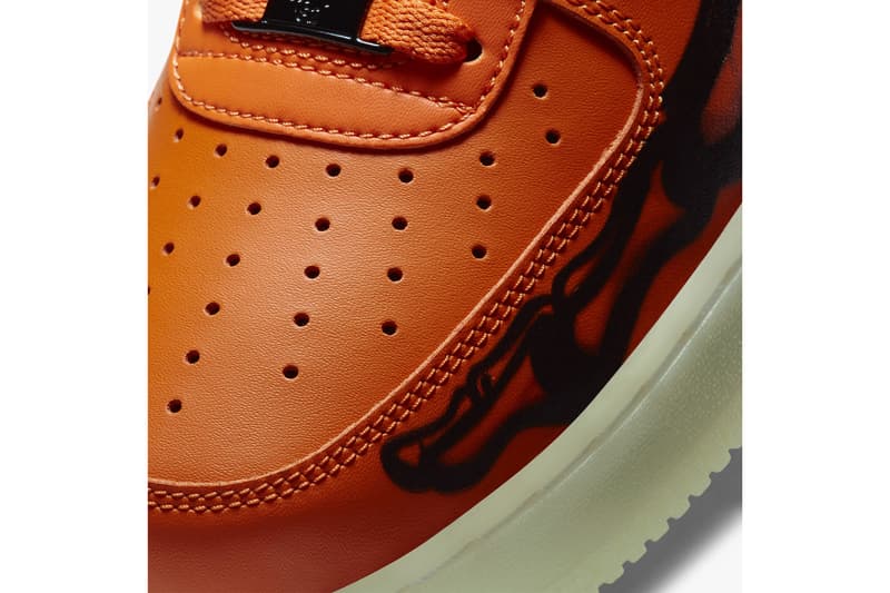 nike air force 1 sneakers skeleton halloween orange black colorway sneakerhead footwear shoes