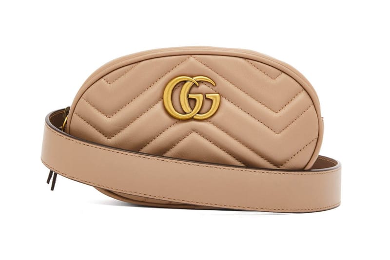 53 2018 GG Marmont Original Kalbsleder Grifftasche 489176 Nude