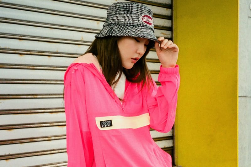 stussy lola plaid knit bucket hat