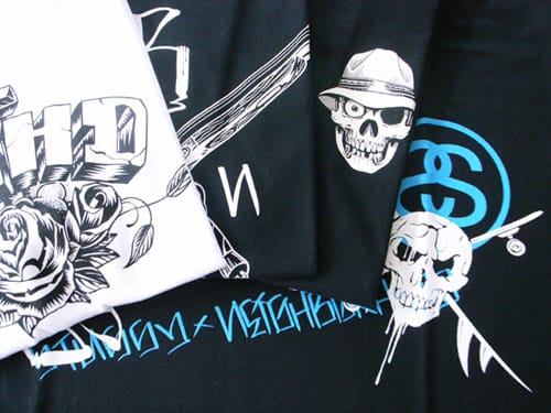 ステューシー×ネイバーフッド スカル BONEYARDS 半袖Tシャツ 白 L stussy × ネイバーフッド 「BONEYARDS」プリントTシャツ 黒 M