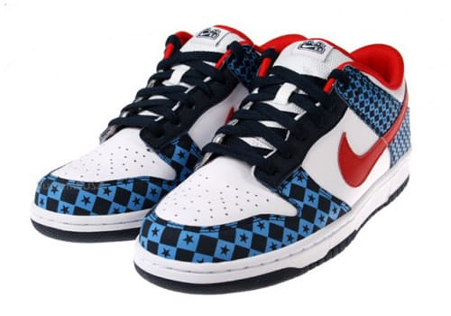 red white and blue nike dunks