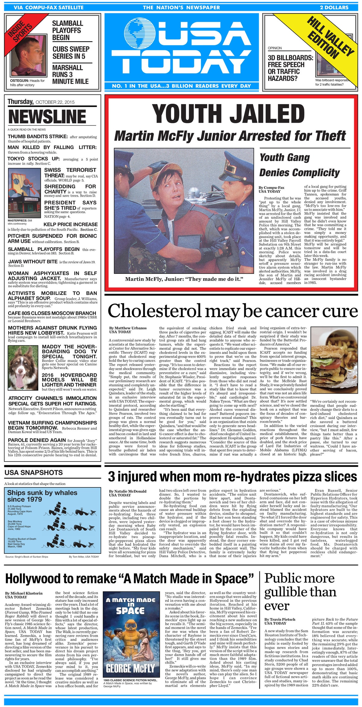 USA Today Back To The Future Front Page