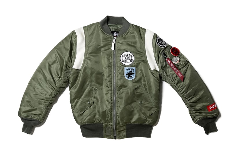 stussy green bomber jacket