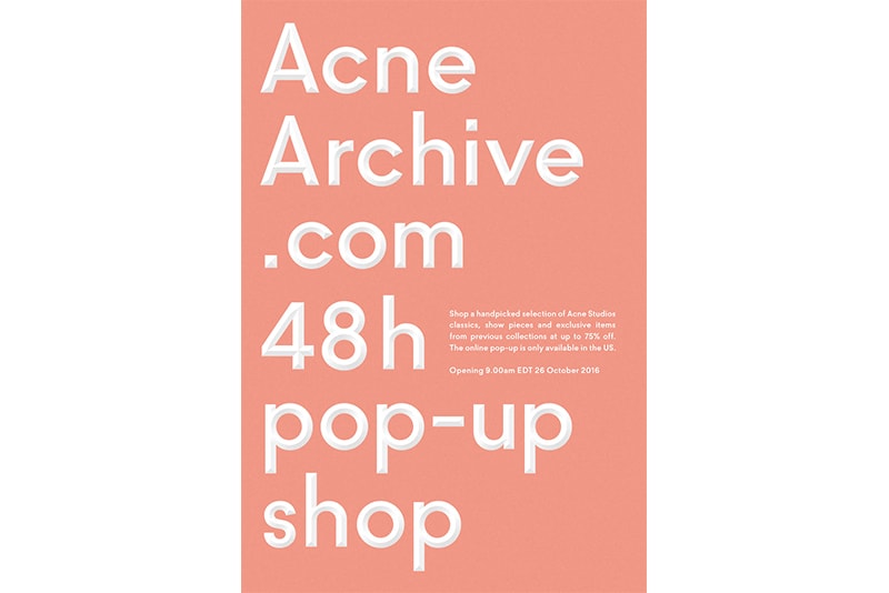 Acne Archive Pop up Site