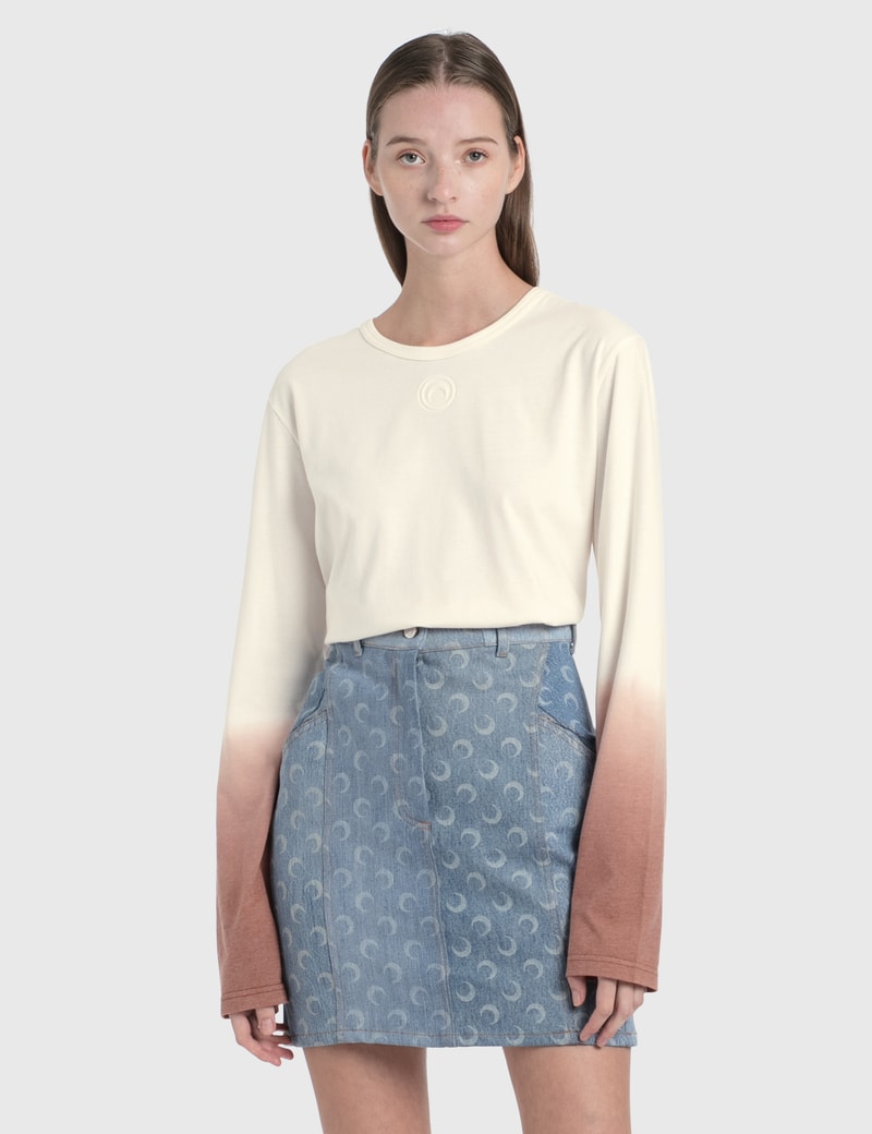 Image of Marine Serre Dip Dye Long-sleeve T-Shirt