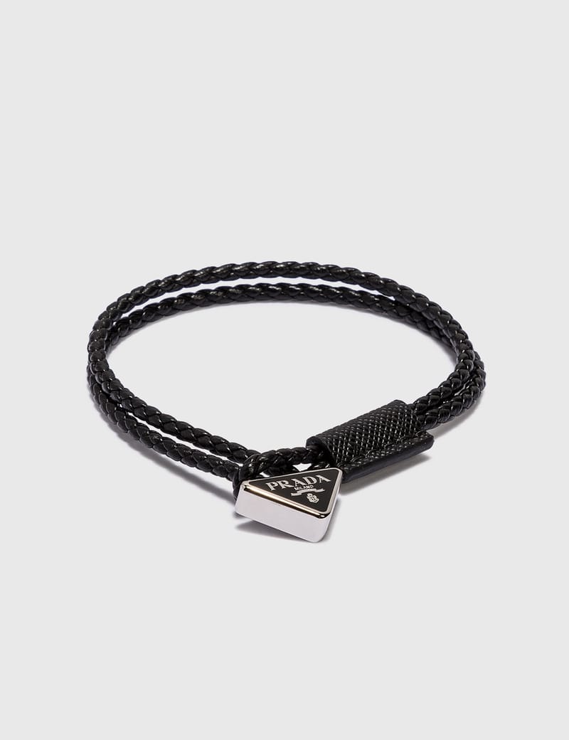 prada braided leather bracelet
