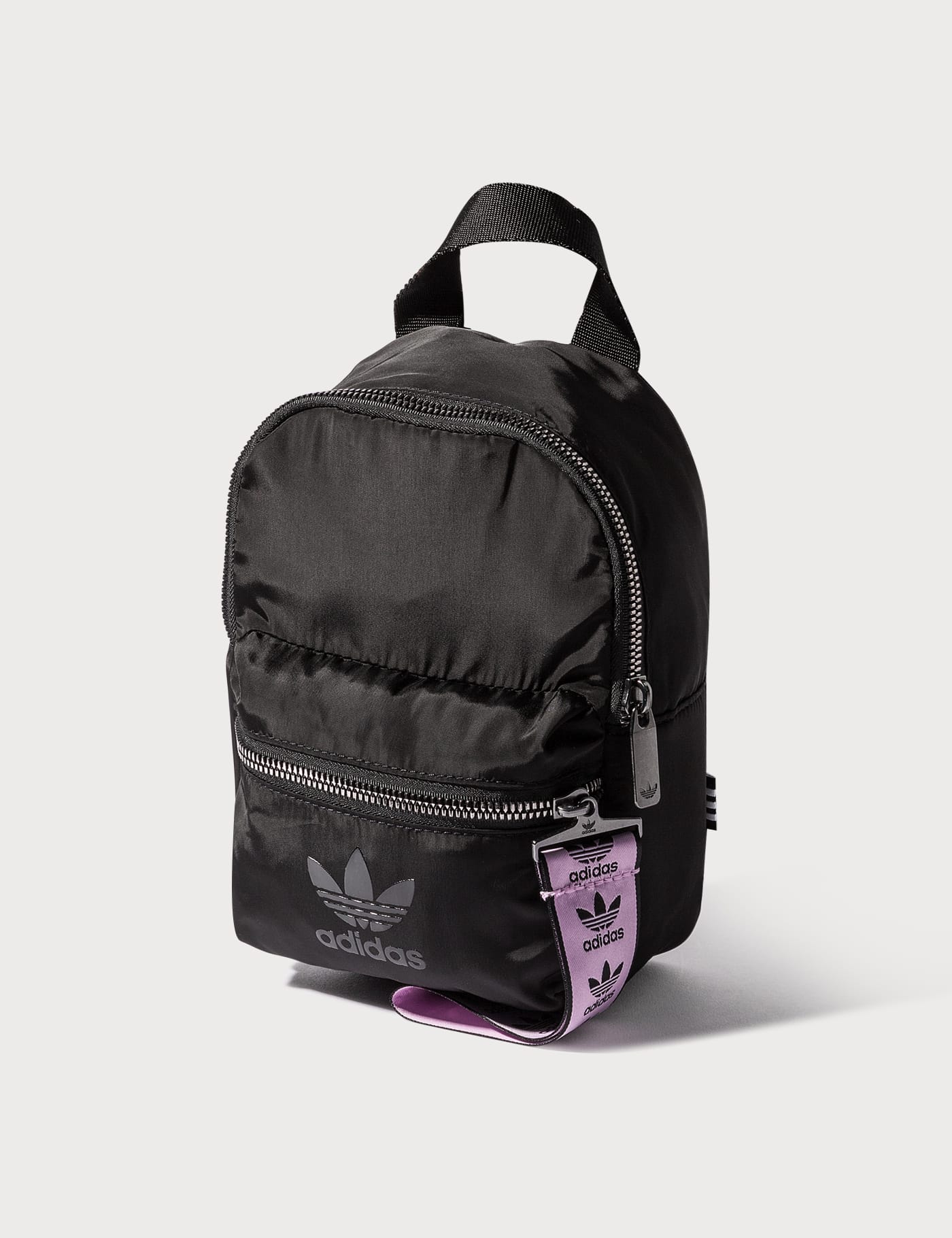 adidas originals trefoil logo mini backpack in black and lilac