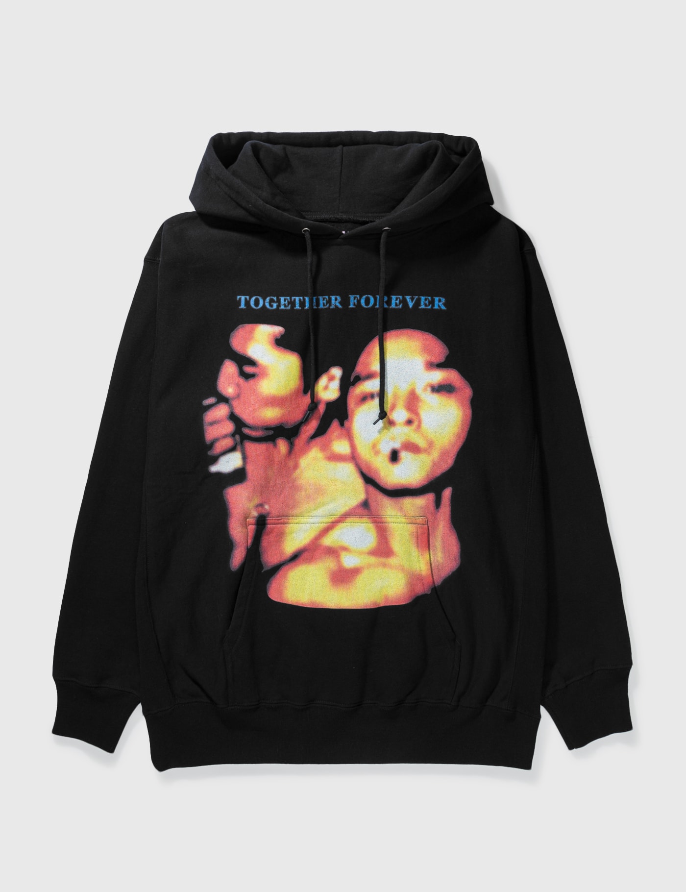 Raw Emotions Together Forever Reverse Weave Hoodie In Black