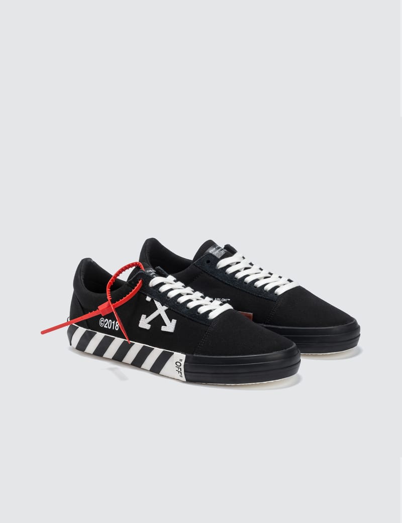 off white vulcanised striped low top sneakers