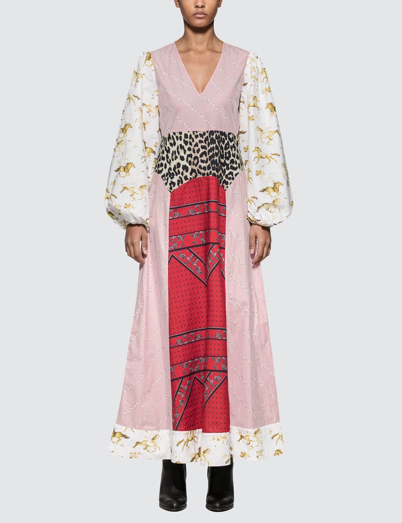 ganni patchwork dress