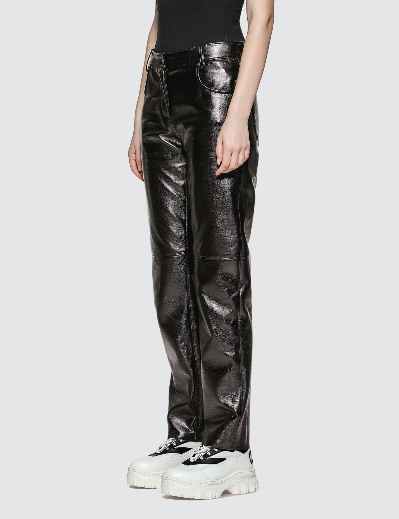 leather trousers straight leg