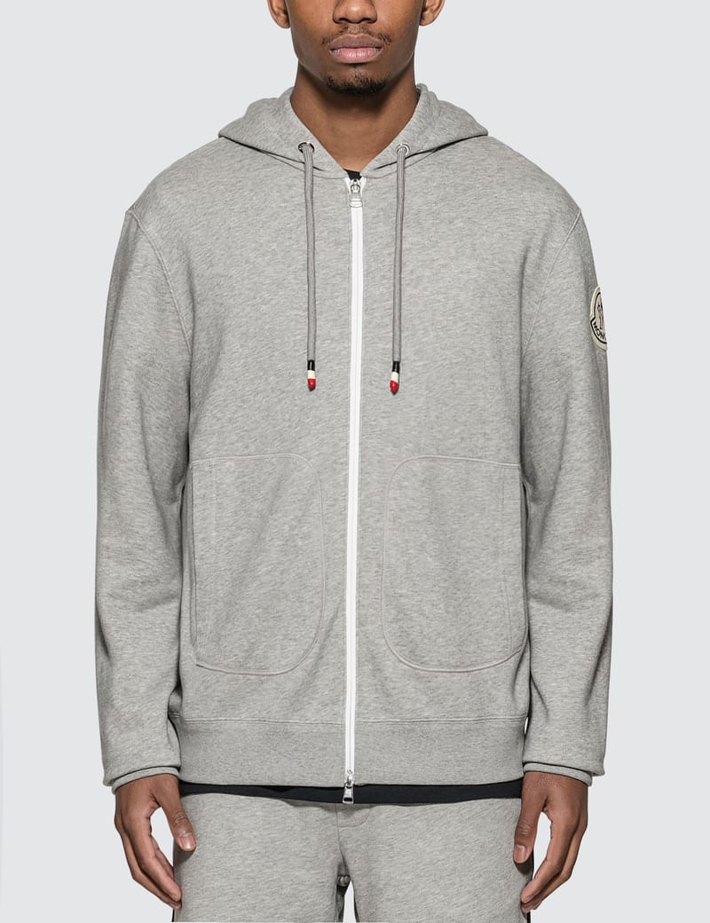 moncler zip hoodie grey