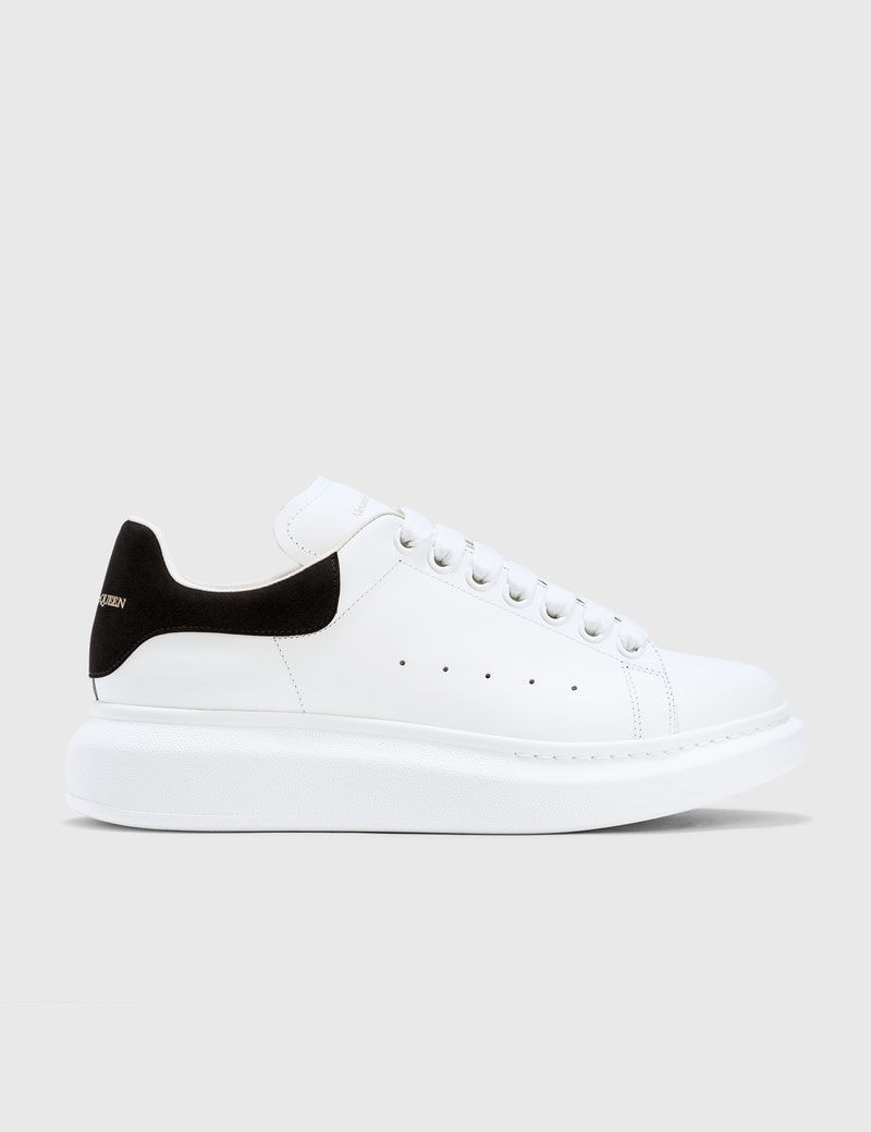 Alexander Mcqueen 'oversized Sneakers' In Leather With Displace Heel Tab Print In White
