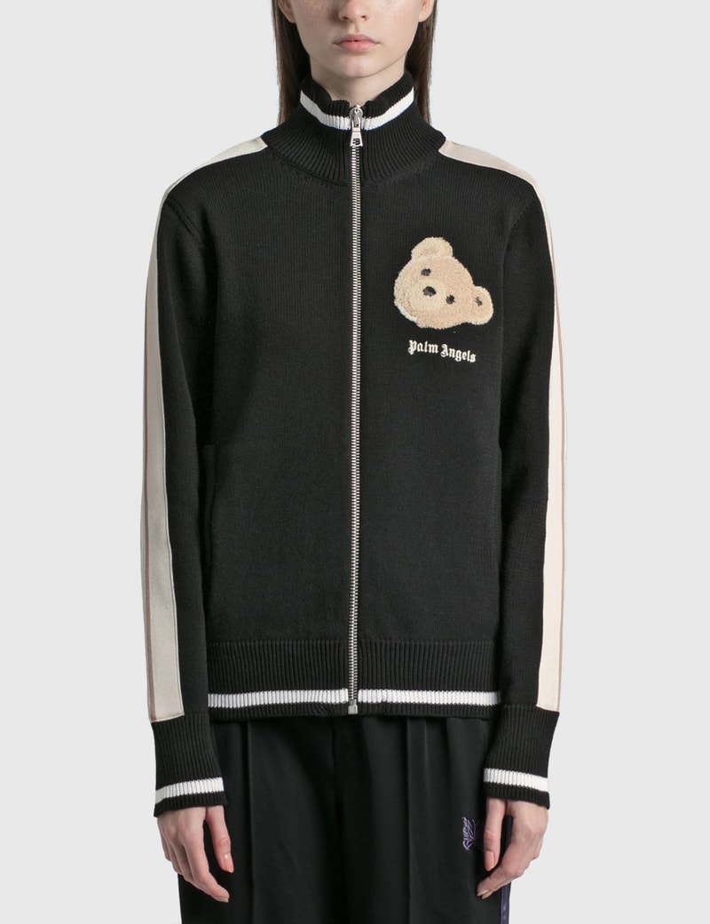 PALM ANGELS BEAR HEAD KNIT TRACK JACKET