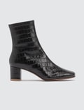 BY FAR Sofia Croco Embossed Leather Black Boots Picture