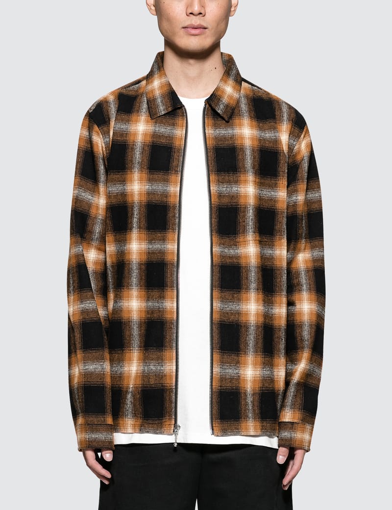 stussy zip up flannel