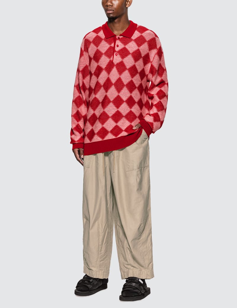 needles checkered polo sweater