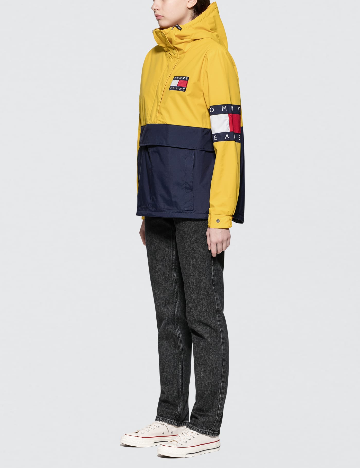 tommy jeans 90s colour block pullover jacket