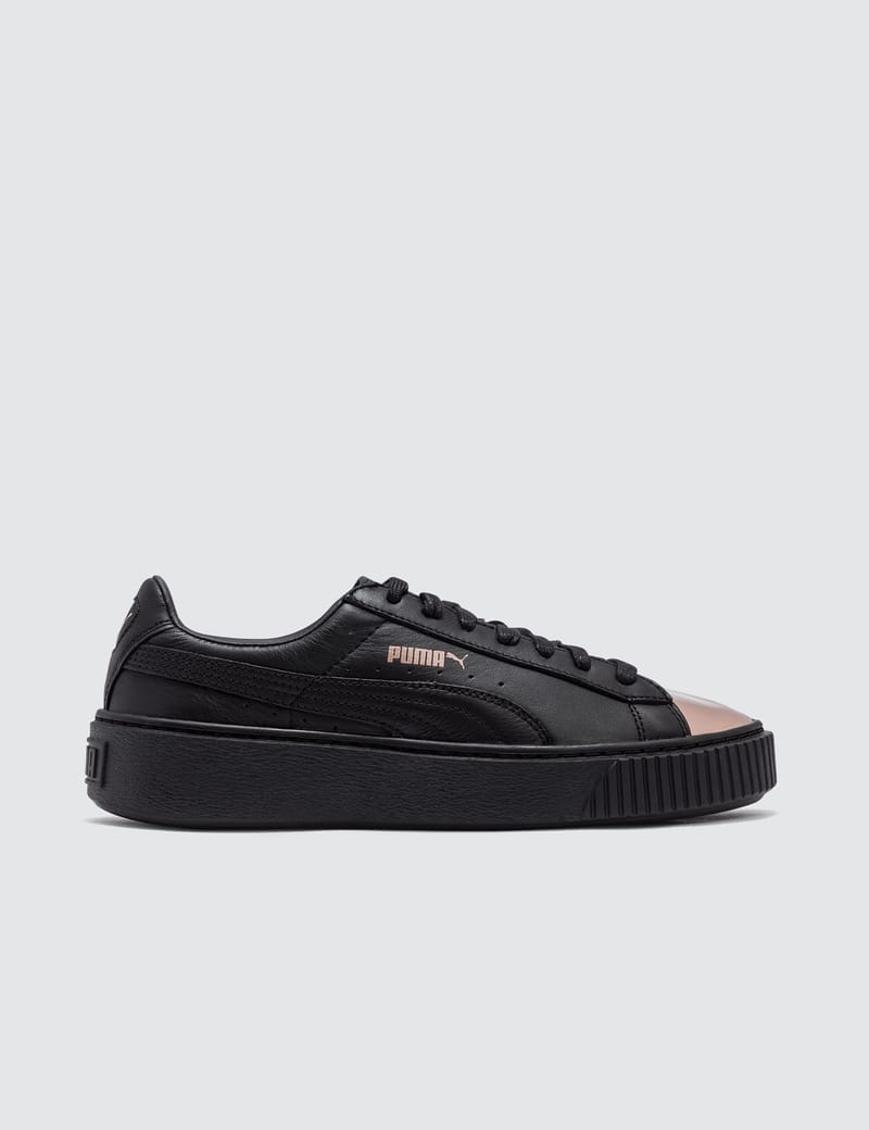 puma basket platform metallic gold
