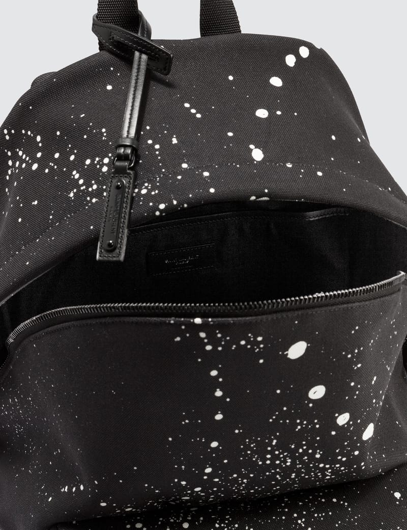 saint laurent embroidered city backpack in canvas