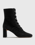 BY FAR Claude Black Cashmere Suede Boots Picture