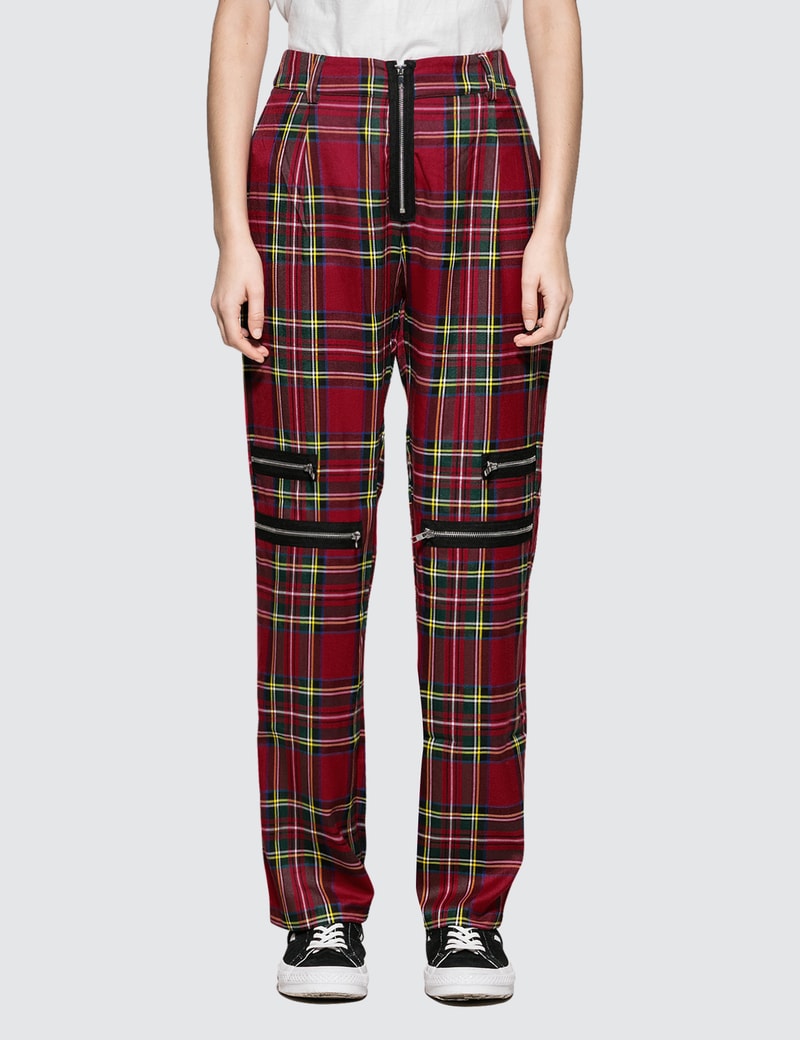 Image of Danielle Guizio Plaid Zip Trousers