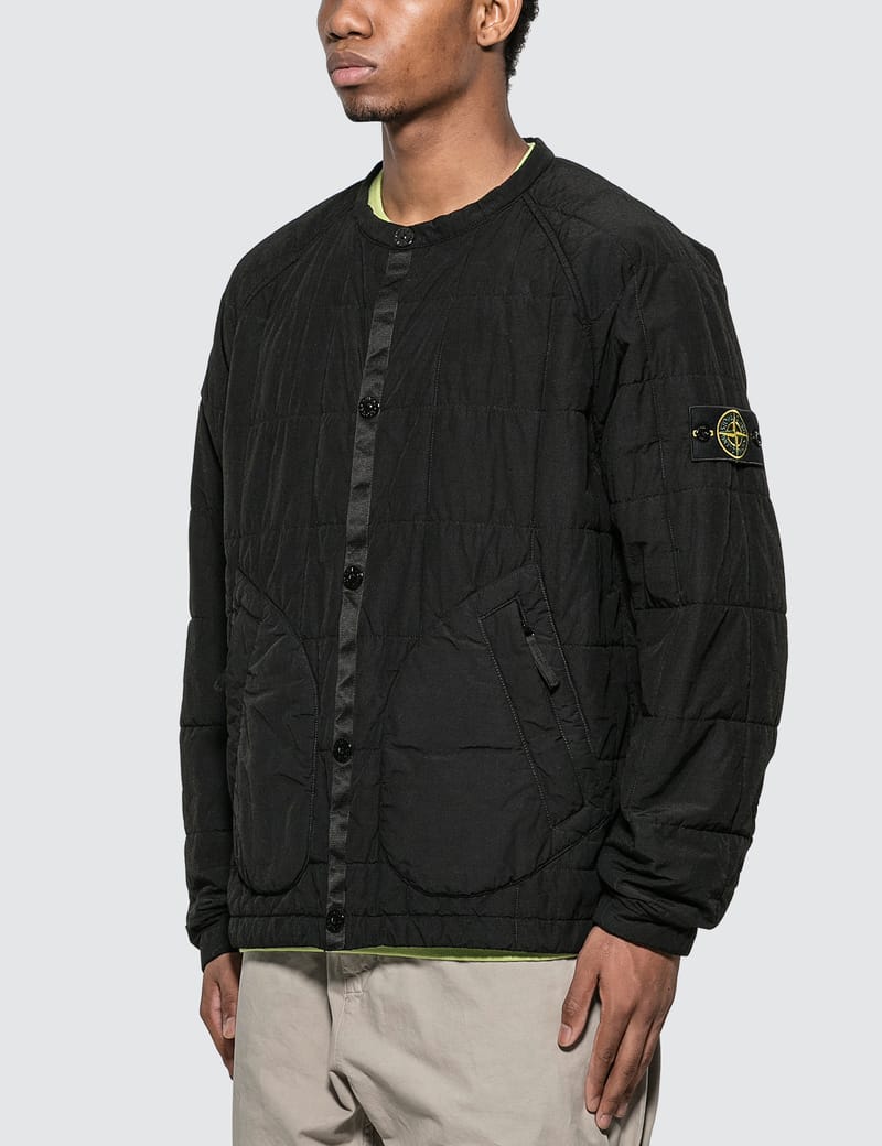 stone island collarless jacket