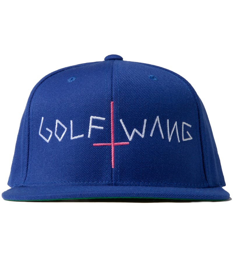 blue golf cap