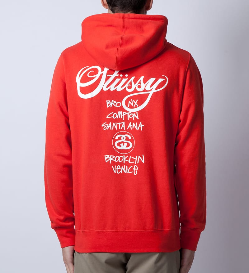 red stussy sweatshirt