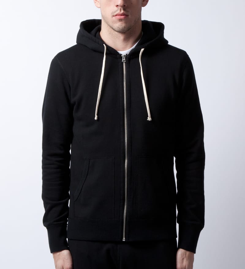 Reigning Champ Midweight Twill Terry Zip Hoodie in Black