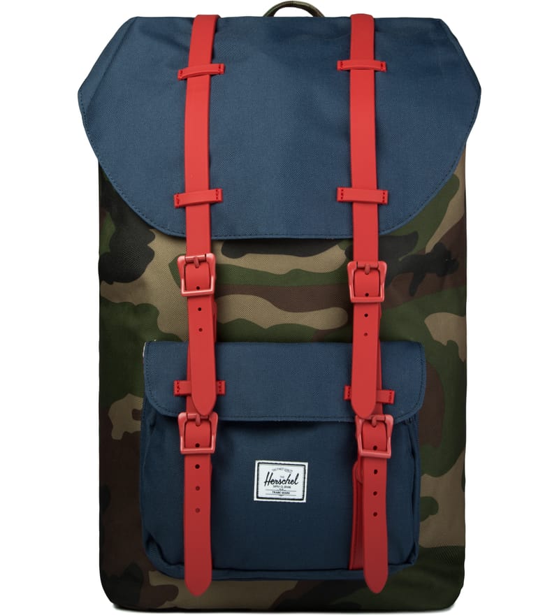 herschel backpack camo blue red