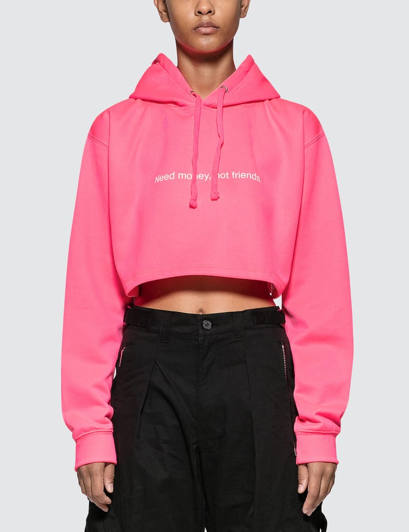 neon pink crop hoodie