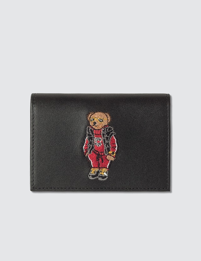 Black Embroidered Polo Bear Card Holder