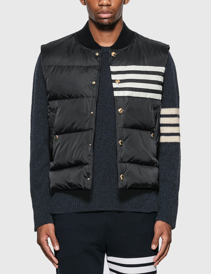 Image of Thom Browne Downfilled  Bar Snap Front Vest