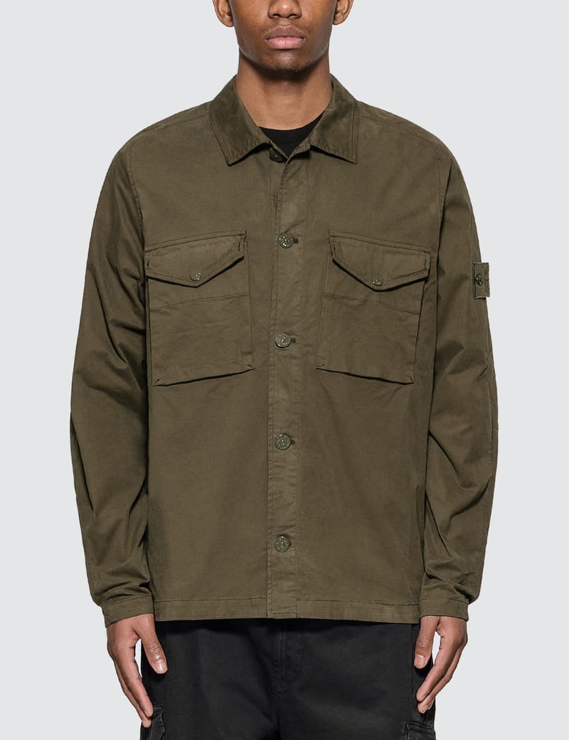 stone island garment dyed stretch overshirt