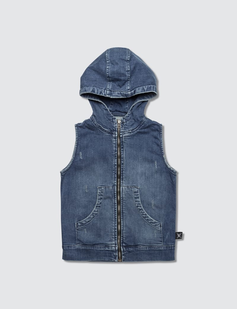 denim hoodie vest