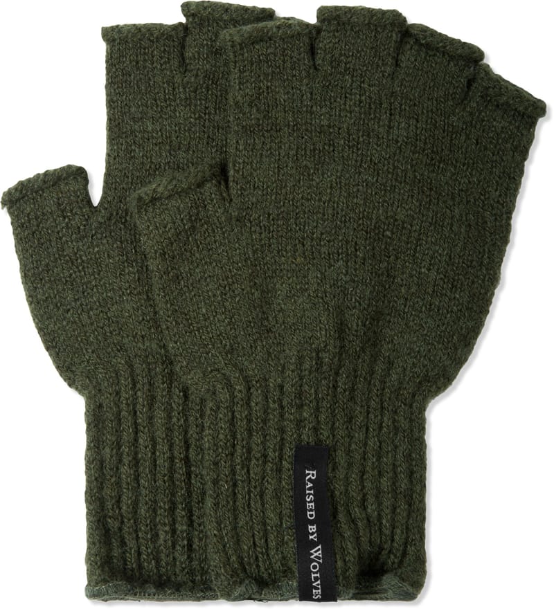 olive fingerless gloves