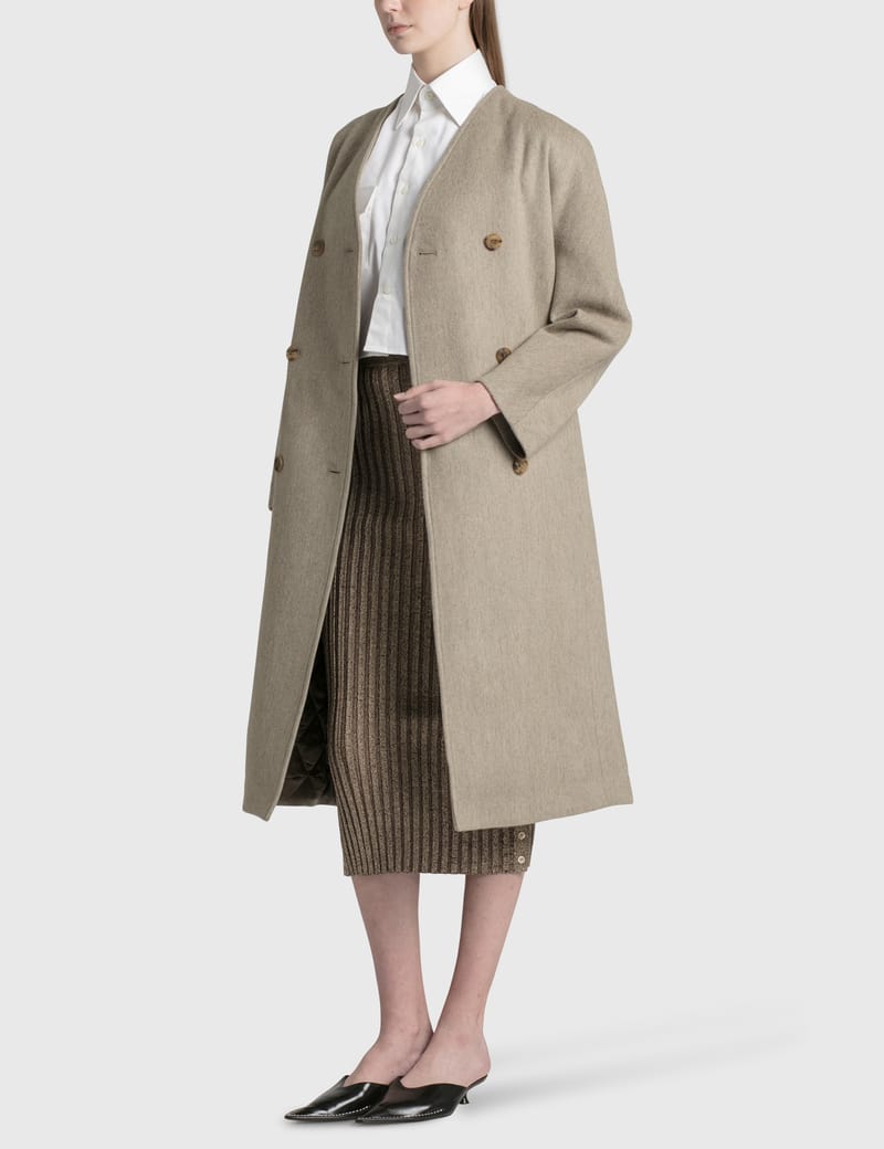 collarless overcoat