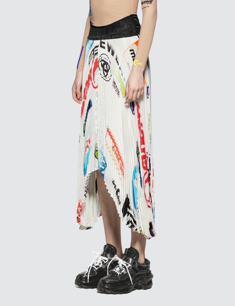 Image of Marine Serre Formula  Logo Print Pleated Skirt