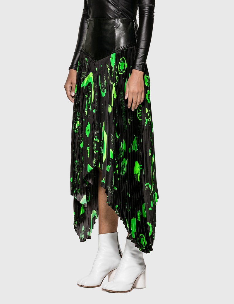 Image of Marine Serre Graphic Print Pleated Skirt