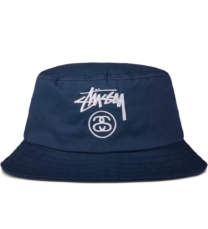 stussy navy bucket hat