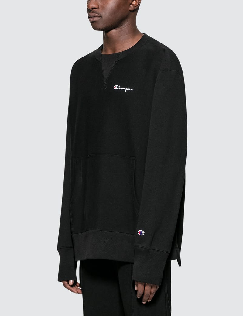 champion reverse weave taped logo crewneck sweatshirt